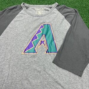Mitchell & Ness Arizona Diamondbacks Vtg Logo Raglan 3/4 Sleeve Mens XL Gray